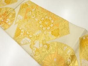 アンティーク 若松に御所車模様織出し袋帯(材料)